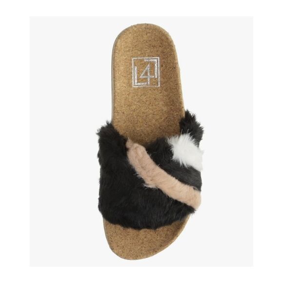 L4L Ace Black Fuax Fuzzy Multi Stripe Slipper Size 8 NIB - Picture 6 of 7